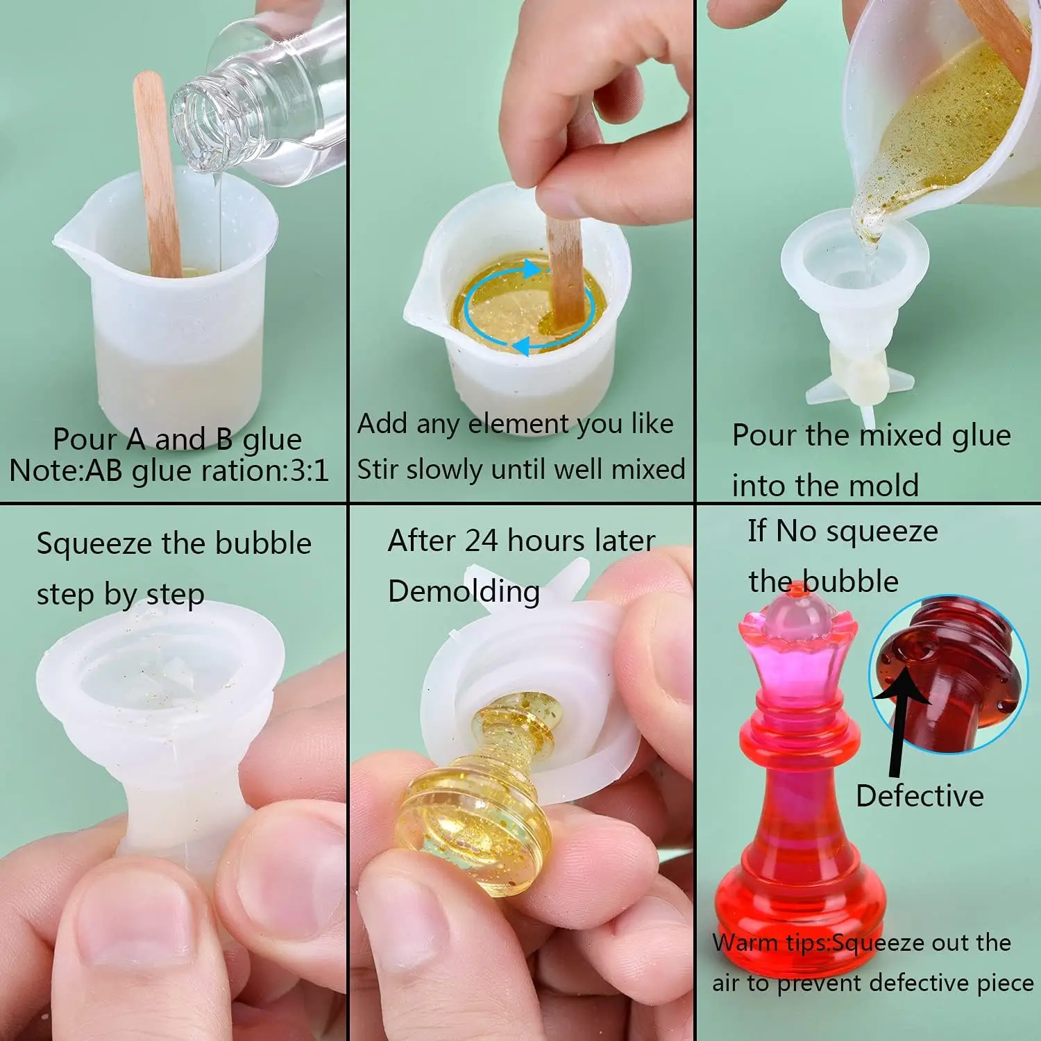 Resin Chess Set Mold with Chess Board Silicone Resin Molds,3D Silicone Chess Resin Mold image 6