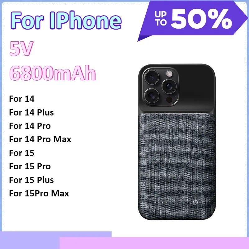 

Battery Charger Case Power Bank for IPhone 14/15 14/15Plus 14/15Pro 14/15ProMax Charging Cover Back Clip Battery Portable