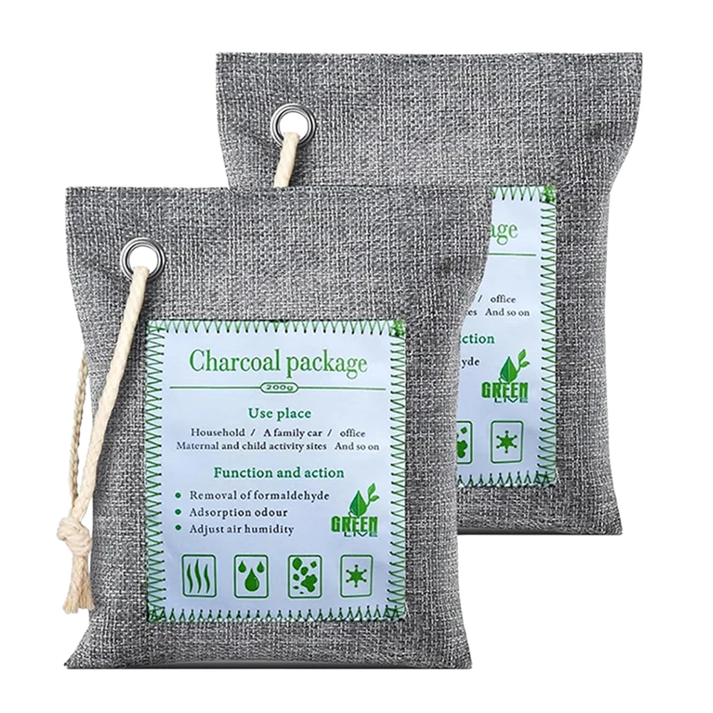 Bamboo Charcoal Air Purifying Bags 2x200g Nature Fresh Air Purifier Bags Reusable Odor Absorber Moisture Absorber for Car Closet