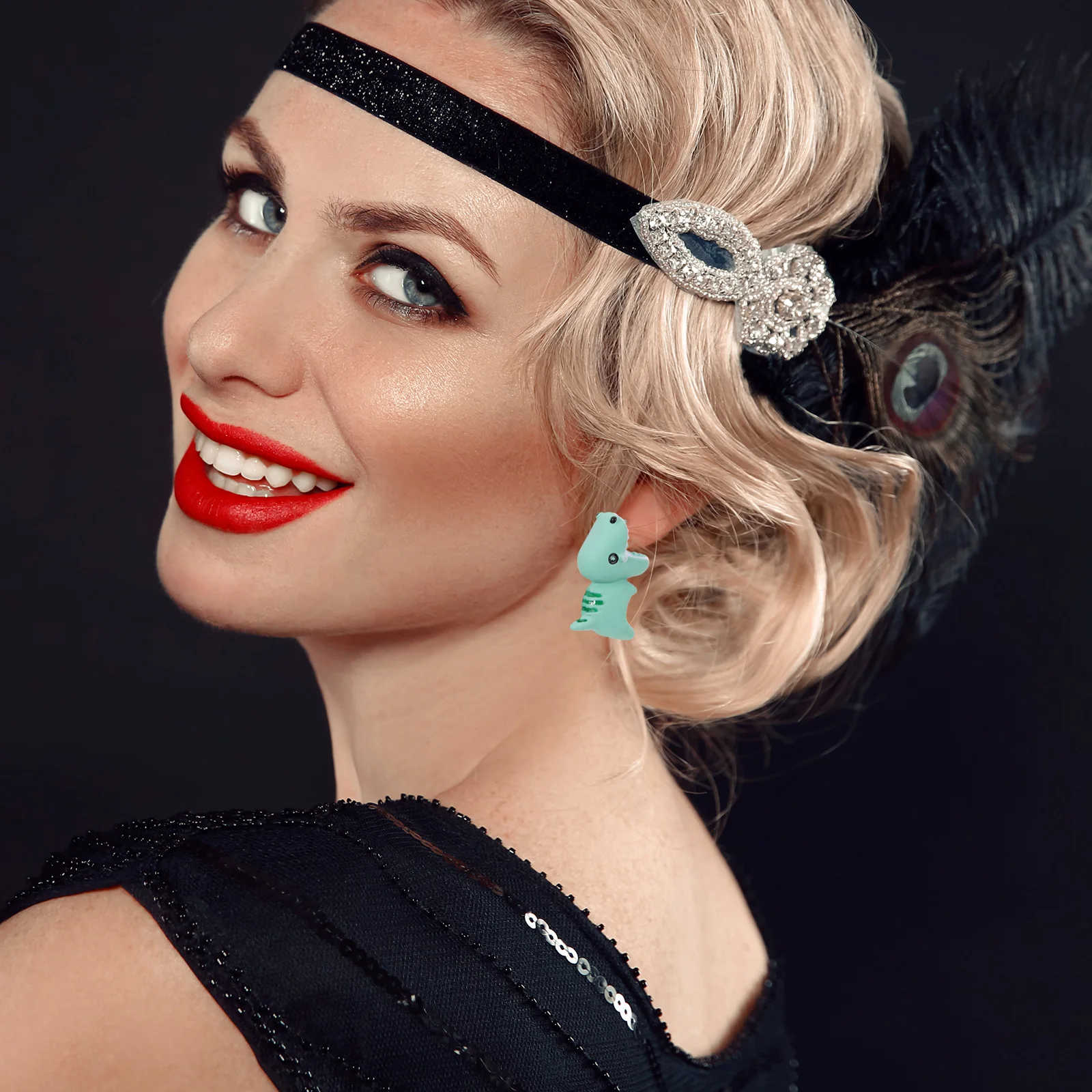 أقراط ديناصور أنيقة فريدة من نوعها على شكل حيوان ترصيع الأذن العصرية لقطرات الأذن وإكسسوارات الأذن العصرية