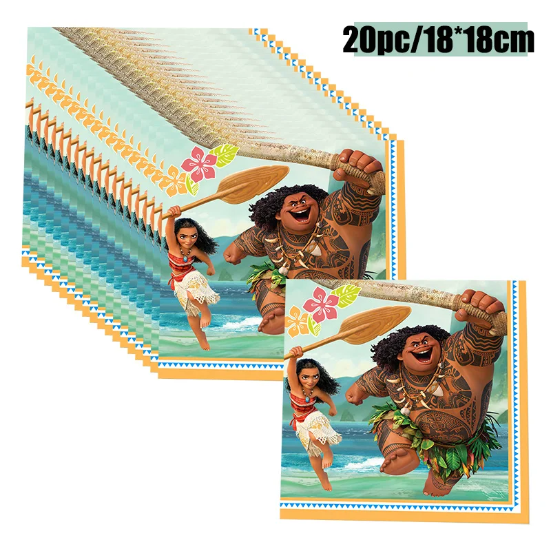 New Disney Moana Birthday Party Decoration Kids Moana Princess Paper Plates Napkins Cups Tablecloth Balloon Baby Shower Supplies