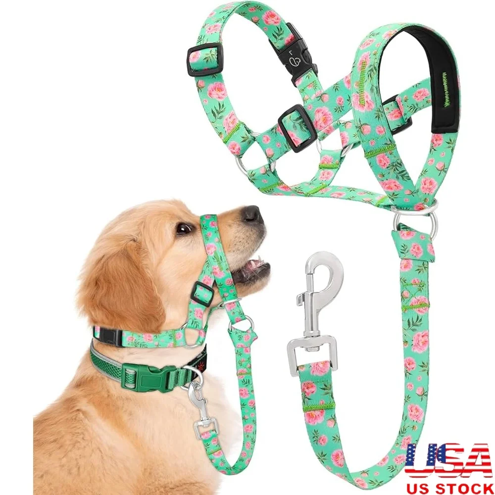 

Adjustable No-Pull Dog Head Halter Gentle Lead Safety Link Soft Nylon Collar Training Comfortable Walking