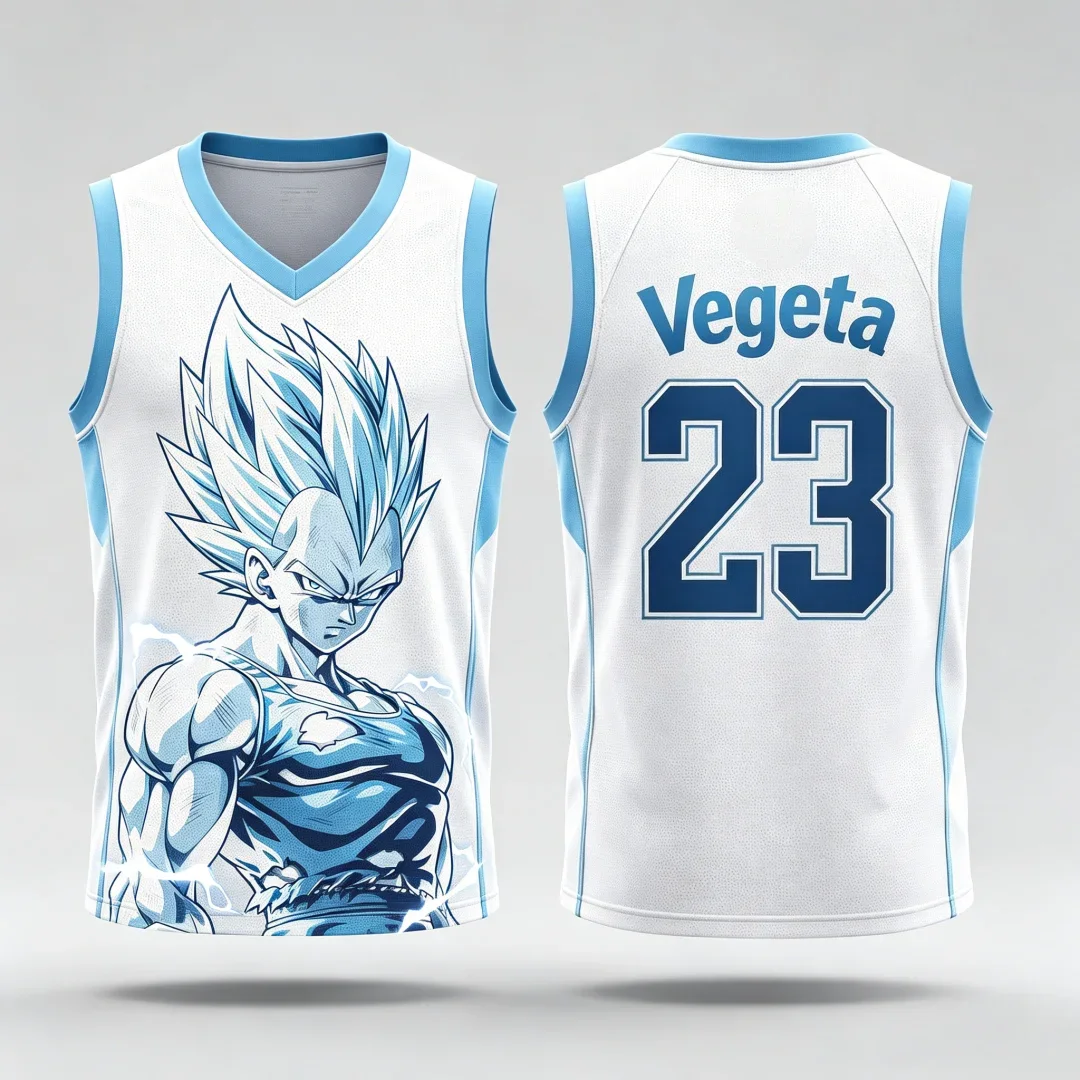 26Dragon Ball Vegeta Super Saiyajin # 23 Basketball-Trikotweste, atmungsaktive Sportbekleidung mit Anime-Motiv, Streetwear für Eltern und Kinder – Detail 7