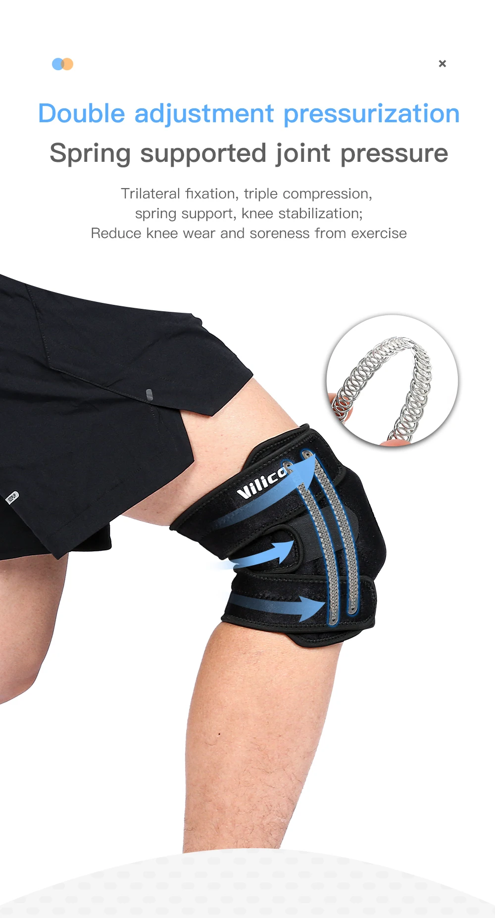 1PC Adjustable Knee Brace Open Patella Knee Support for Men Women Breathable Knee Wrap for Sports Running Fitness