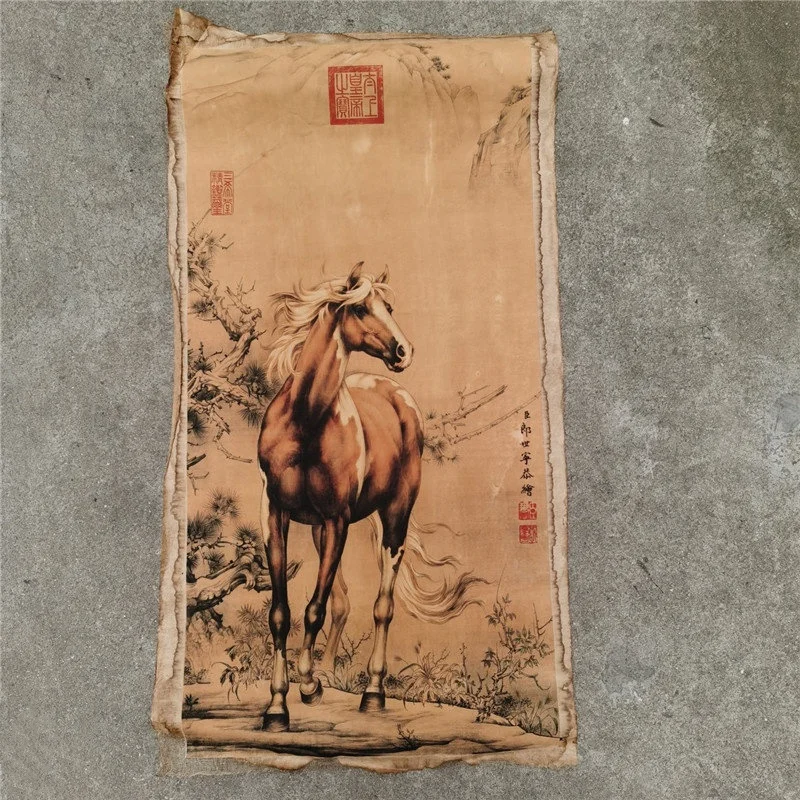 Antique China Old Paper Painting galloping horses patterns home living room office wall decoration hanging paintings murals