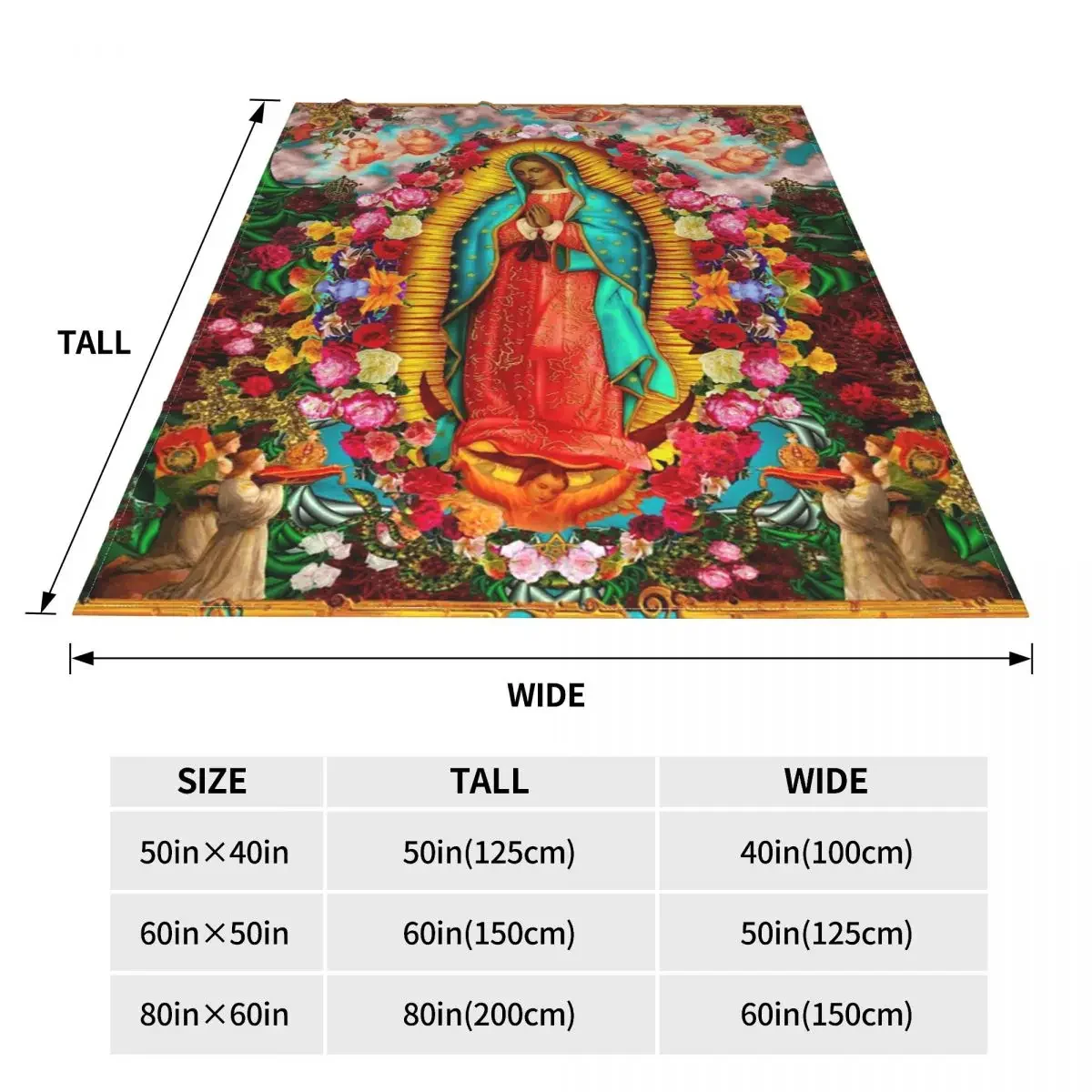 Virgin Mary Our Lady Of Guadalupe Flannel Blanket Mexican Christian Catholic Fashion Throw Blanket for Home Hotel Sofa Rug Piece