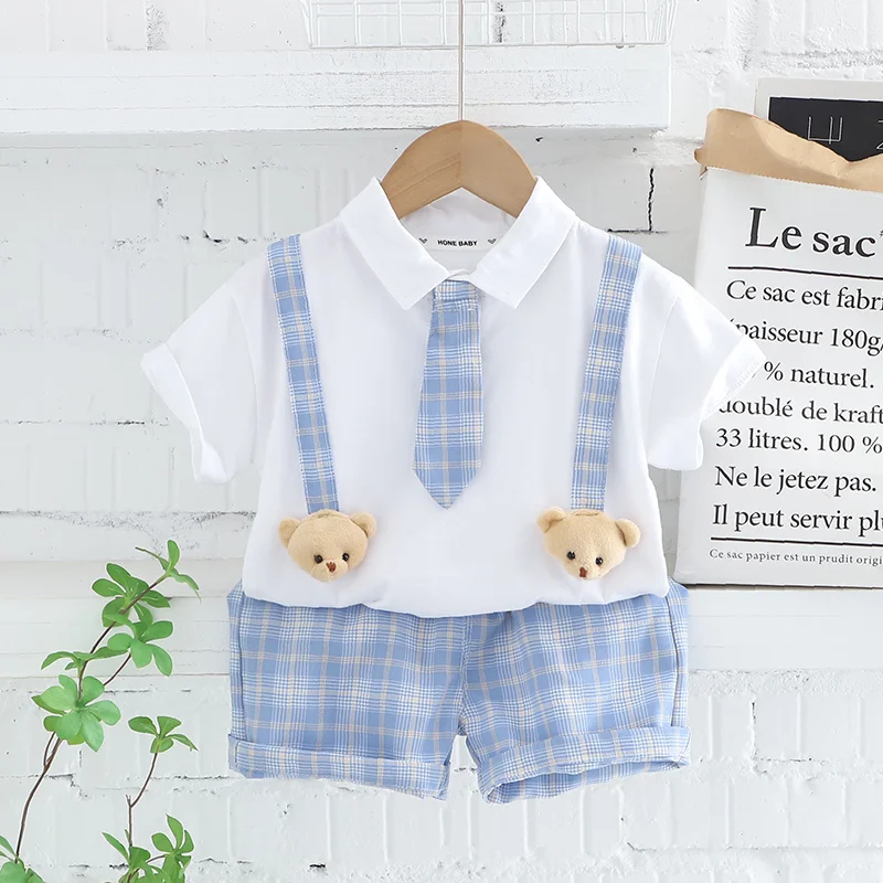 New Kids Clothes Suit Summer Children Boy Girl Patchwork T Shirt Shorts 2Pcs/Set Baby Toddler Clothing Infant 1 2 3 4 5 Years