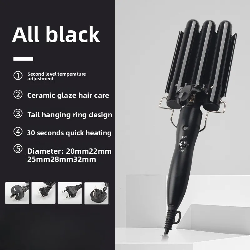 

Professional Triple Barrel Hair Curler Ceramic Tourmaline Technology Fast Heating Anti Scalding Hair Styler Long Lasting Waves