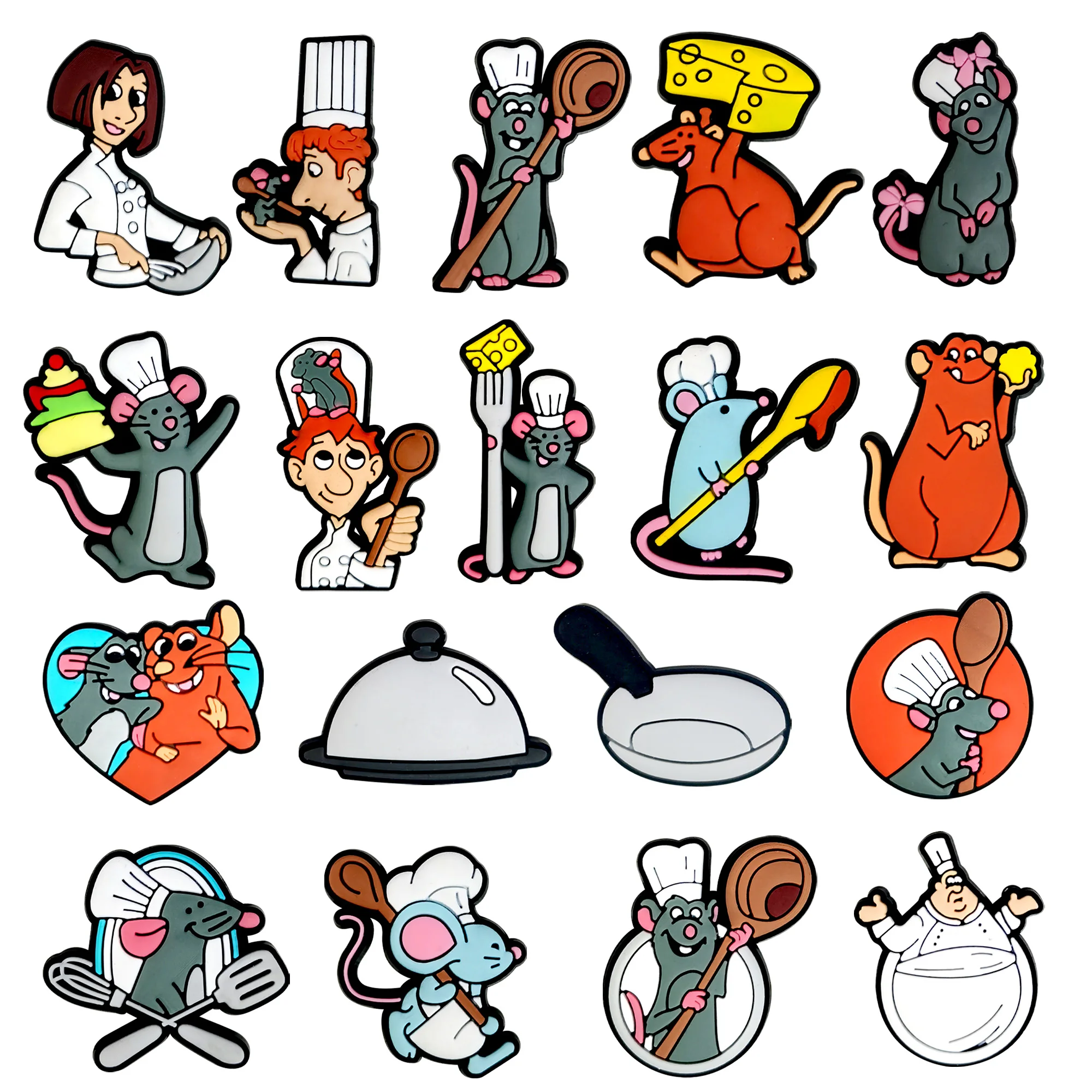 

18 шт. новые подвески для обуви Рататуй, мультяшная серия ​ Подвески для обуви, аксессуары для DIY, классические сабо, украшения для обуви, подарки для детей