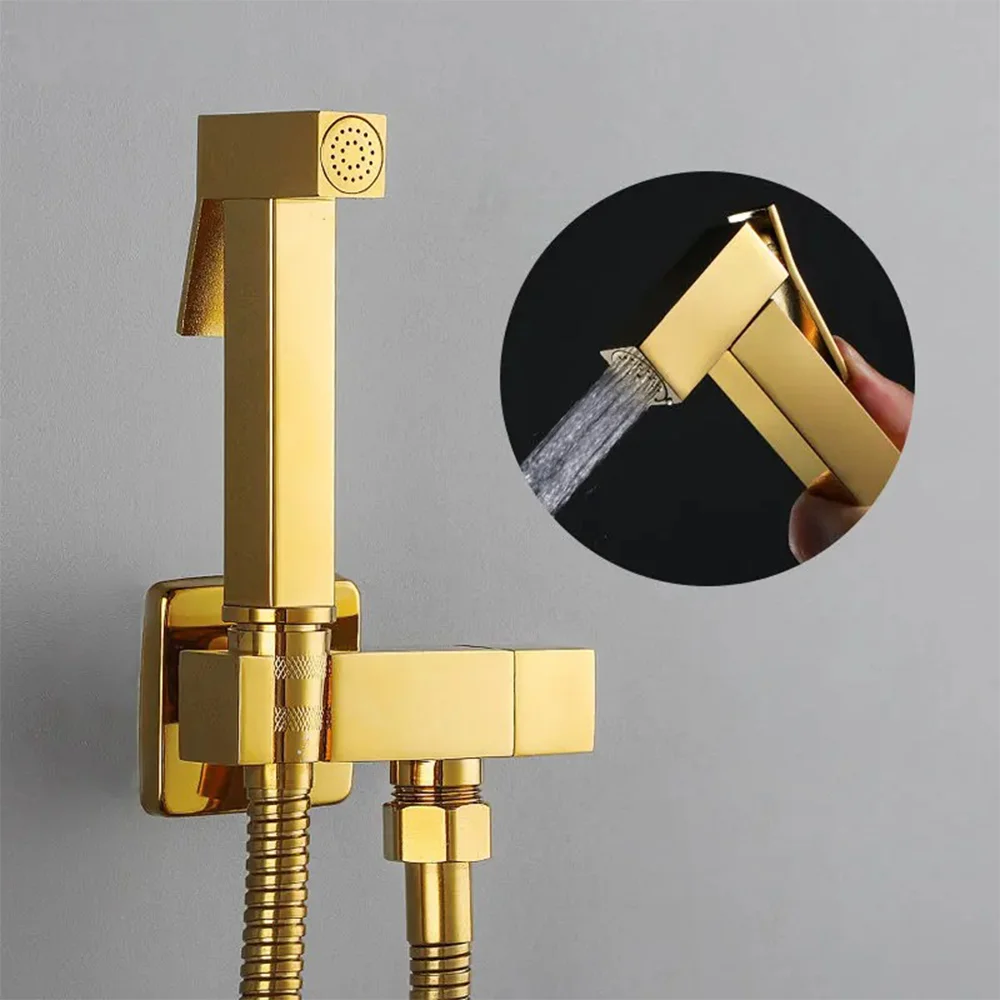 

Brass Bidet Faucet Four colors Handheld Toilet Bidet Sprayer Hygienic Shower Toilet Faucets Single Cold Water Tap Self Cleaning