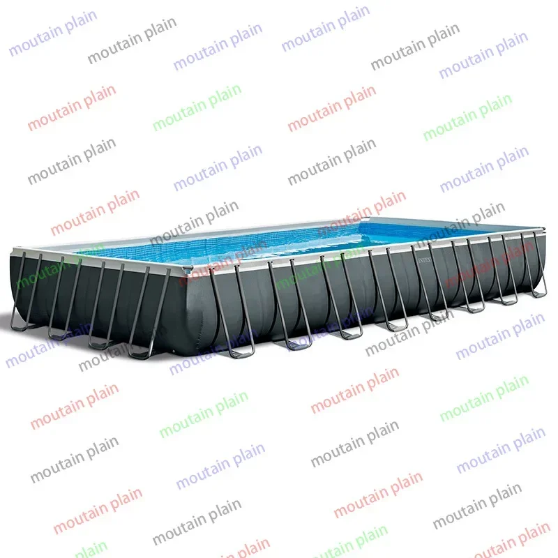 PVC Swimming Pool Ultra Metal Rectangular Frame Above Ground Pool with Sand Filter Pump Ladder 26374 975 X 488 X 132 Cm