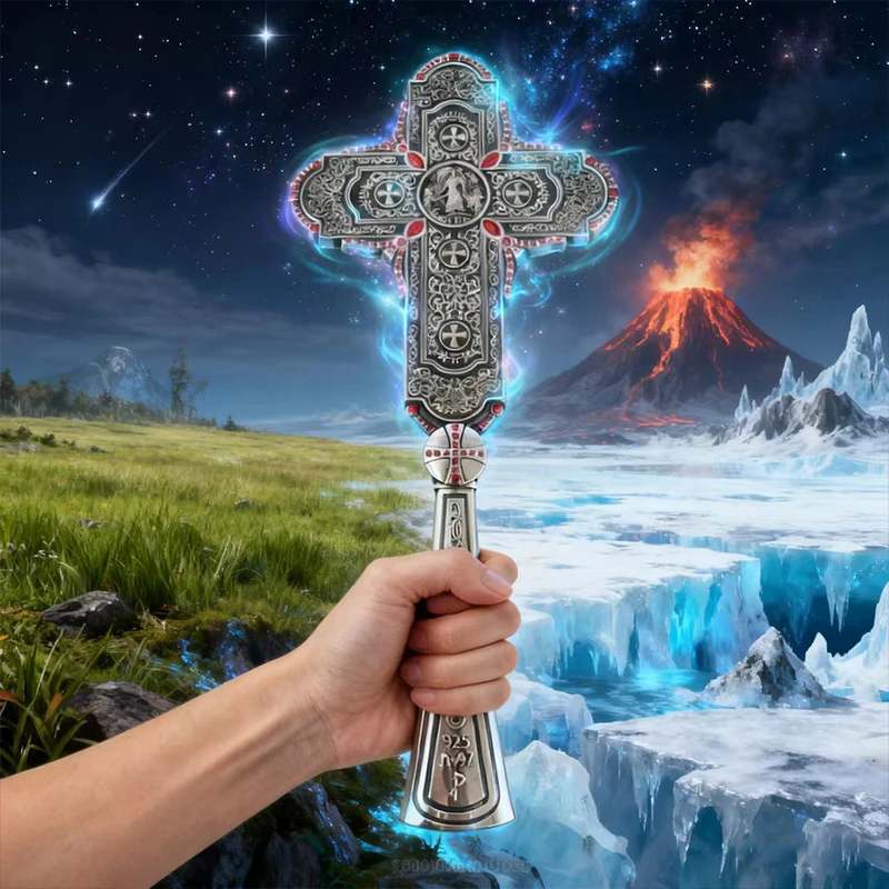 

Orthodox Religious Art Ornaments Orthodox Worship Ceremony Handheld Blessing Cross Gift Box Ruby Inlaid With Sacred Artifacts