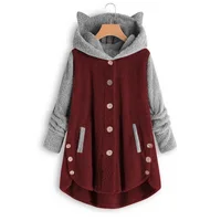Cat Print Long Hoodies Sweatshirt Women Fleece Warm Button Pocket Pullovers Cat Ear Plus Size Hoodie Top Blouse Sweat Femme - Image 6