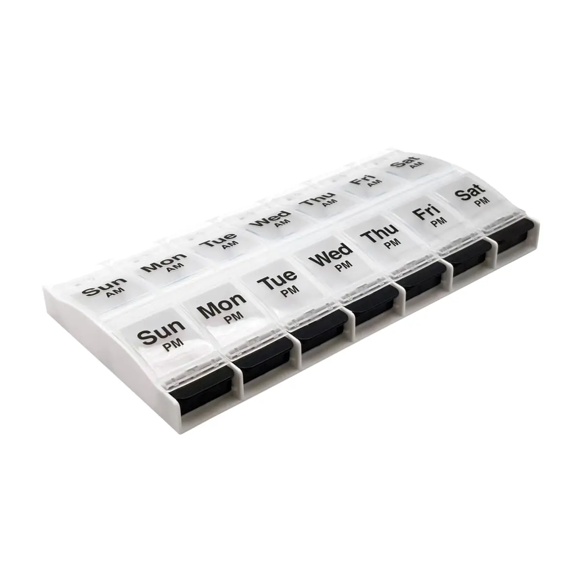 7-Day Pill Organizer, 2 Times a Day AM/PM, Large Push Button Case, Easy Open for Arthritis, Clear Lids, BPA Free