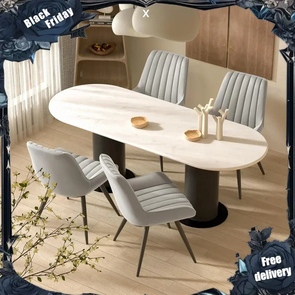 

Modern Dining Chairs Comfy Dining Room Chairs with Thick Cushions, Upholstered Fabric Kitchen Side Chairs with Metal Legs