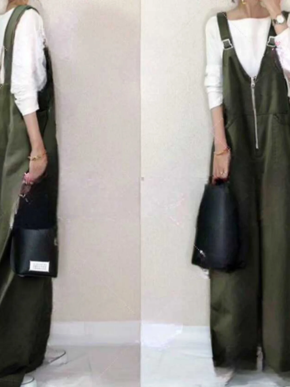 Lose Military ein Overalls Damen V-Ausschnitt Brust Reißverschluss Weites Bein Overall Pendeln Sle Frühling Sommer Grenzüberschreitende japanische...