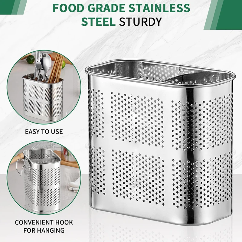 Kitchen Hanging Stainless Steel Chopsticks Spoons Fork Knife Organizer Rack Cutlery Holder Drainer Storage Racks Basket