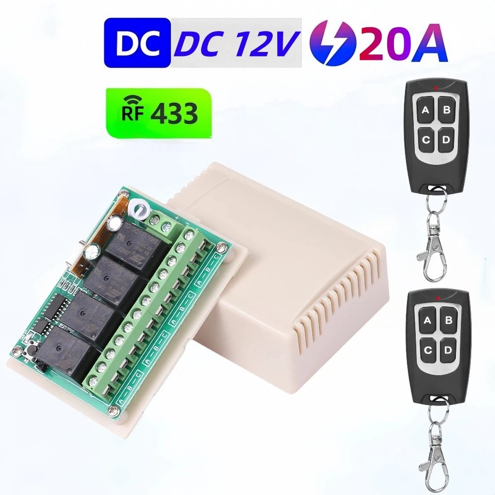 DC 12V 433Mhz RF bezprzewodowy pilot zdalnego sterowania przekaźnik 30A 4CH wielofunkcyjny moduł odbiornika kurtyna garażowa silnik światła