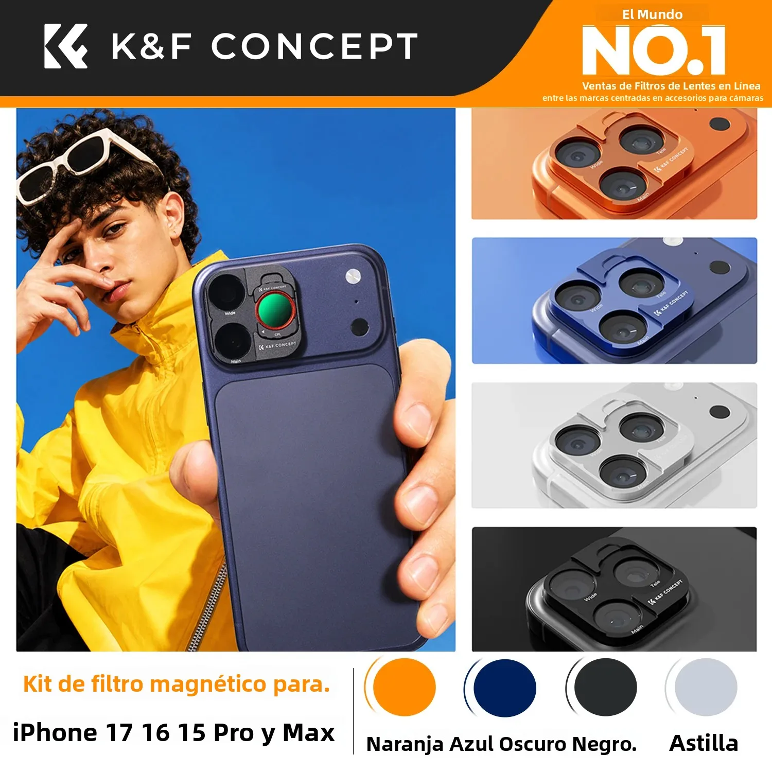 K&F CONCEPT Kit de Filtros ND CPL Black Mist para iPhone 17 16 15 Pro Max Lente Gran Angular para Pocket 4/3 Filtro con Montaje Magnético