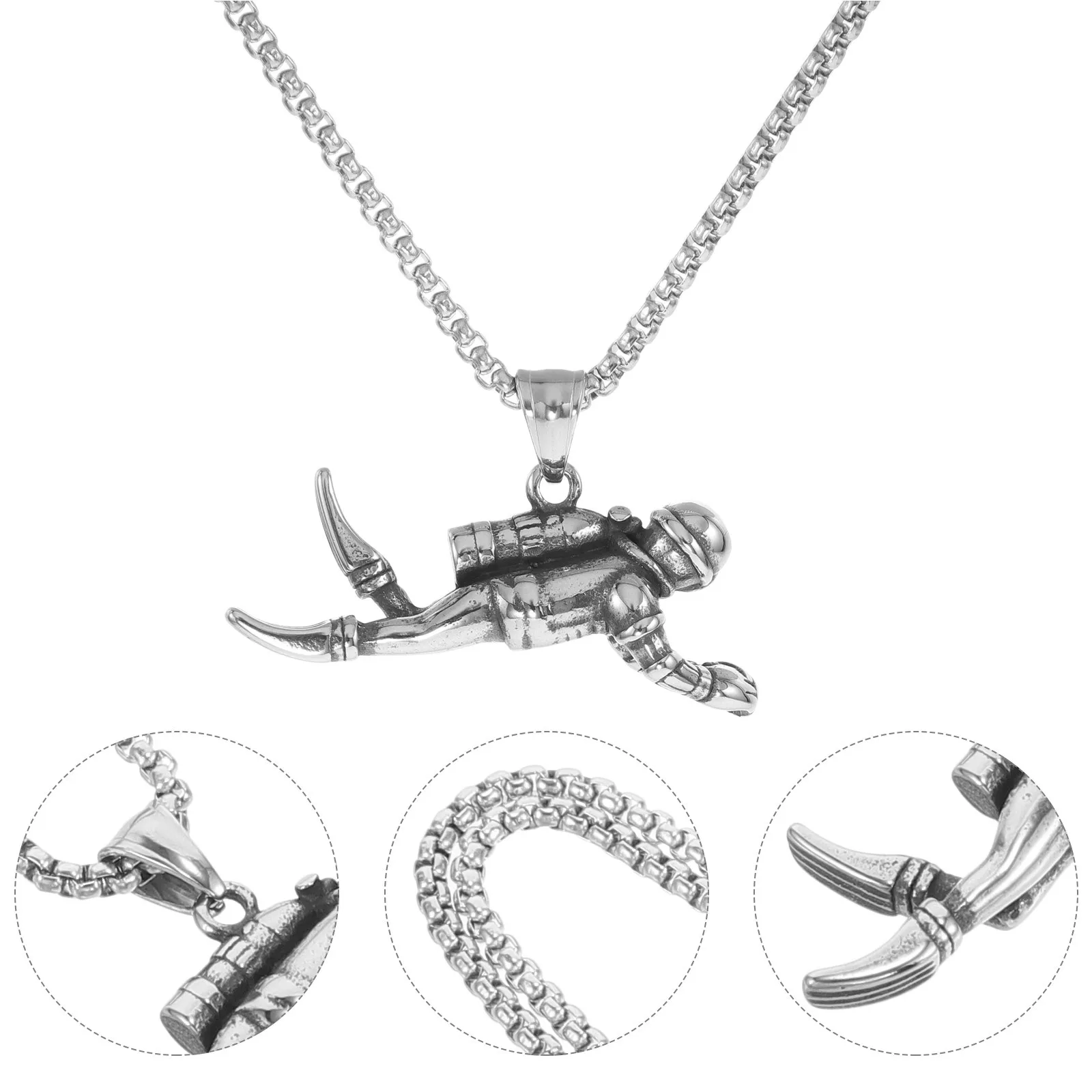 

1pcs Diver Necklace For Men Women Titanium Steel Pendant Neck Sports Jewelry Gift Decorative Novelty Necklace