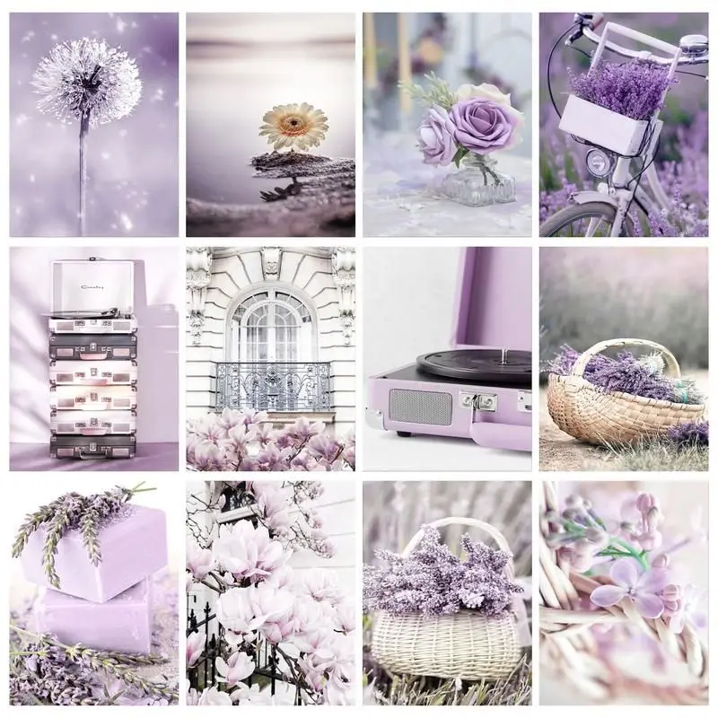 

GATYZTORY Pictures By Numbers Purple Scenery Diy Frame Painting By Numbers Flower On Canvas DIY Home Decoration Gift