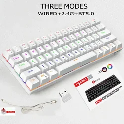 Bluetooth/USB Mechanical wireless keyboard 60% ergonomic 61-Key Gamer keyboards Gaming Computer key board white Backlit claviers