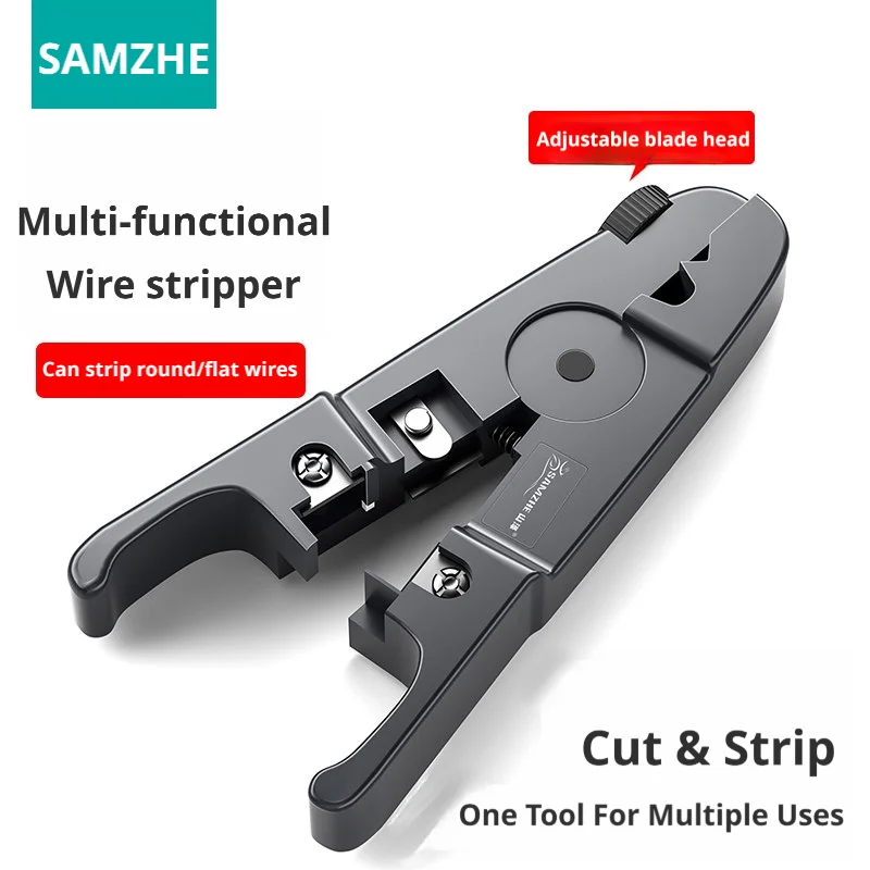 SAMZHE Wire Stripper Ethernet Cable Cutter Round Cable Cutting Tool Lan Cable Stripping Tool for CAT7 CAT6 CAT5E CAT5 Round Wire