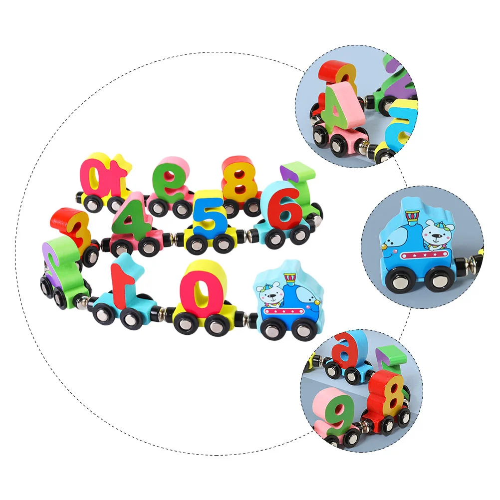 Wooden Magnetic Train Toy Children’s Toys Force Number Early Education Supply Colorful Learning