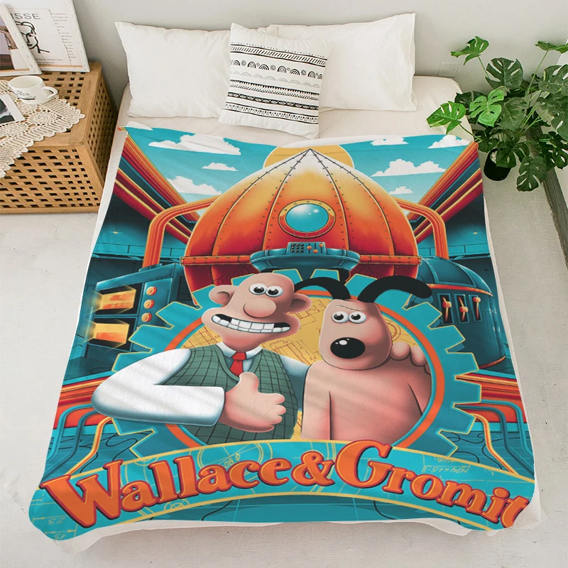 Fleece Blanket S-Wallace Gromits Soft Blankets for Winter Microfiber Bedding King Size Blanket Warm Camping Custom Anime Blanket