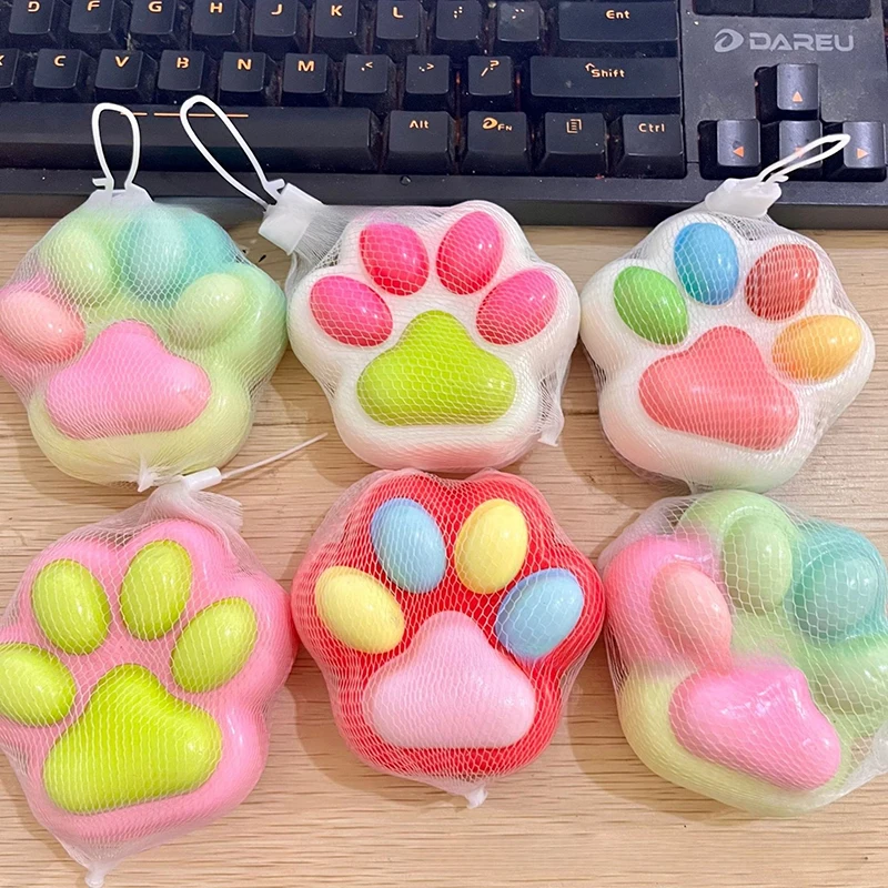 1PC 8*9*4cm Random Soft Sticky Stress Relief Relax Toys Squeeze Cat Paw Toys Decompressing Pinching Cat Paw PU Slow Rebound Toy