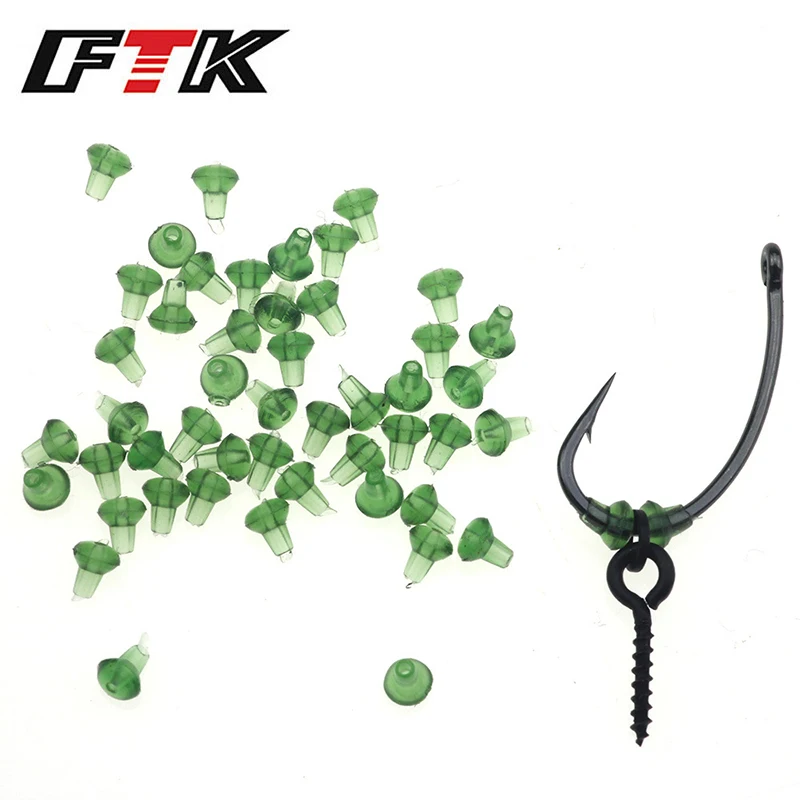 

FTK 50pcs Fishing Accessories Hook Stop Beads Hair Rig Bait Screws Swivel Rings Green Stoppers For Carp Coarse Terminal Tackle