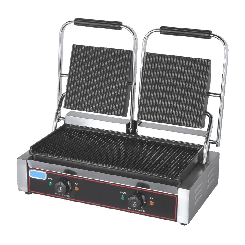 Snack Food Equipment Flatbed Automatic Contact Grill Panini Contact Grill Toaster And Bread Machine