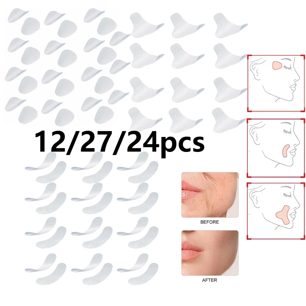 주름 방지 패치 페이셜 라인 주름 처진 피부 리프트 업 테이프, 슬리밍 테이프, 안티 에이징 스티커, 스킨 케어 도구, 12-81 개