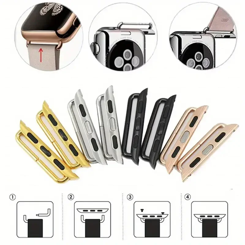 2pcs Connector Adapter for Apple Watch Ultra 2 49mm Band Connectors iWatch 10 9 8 7 SE 6 5 45mm 44mm 42mm Metal Clasp Adaptor