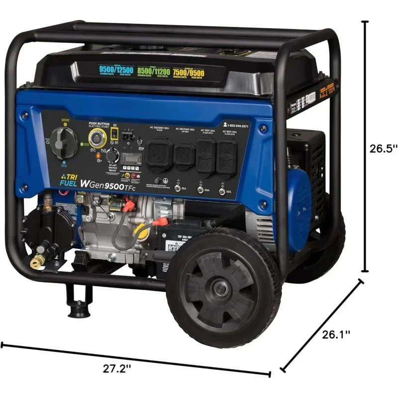 Outdoor Power Equipment 12500 Peak Tile Three Fuel Household Backup Portable Generator,Remote Electric Star