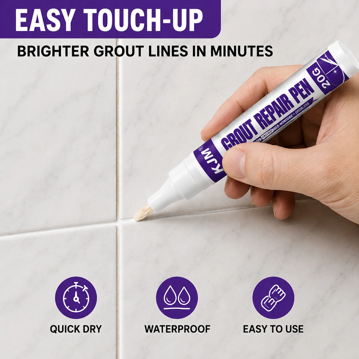 Ceramic Tile Grout Restorer Pen 20G Anti-Mold Waterproof for Bathroom Kitchen Floor Wall Tile Gap Touch up Marker DIY Tool