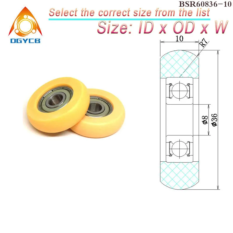 1pcs 8x36x10 mm Rower Rollers BSR60836-10 OD 36 mm POM Coated Rowing Machine Seat Wheel 8*36*10 Plastic Bearing Pulleys