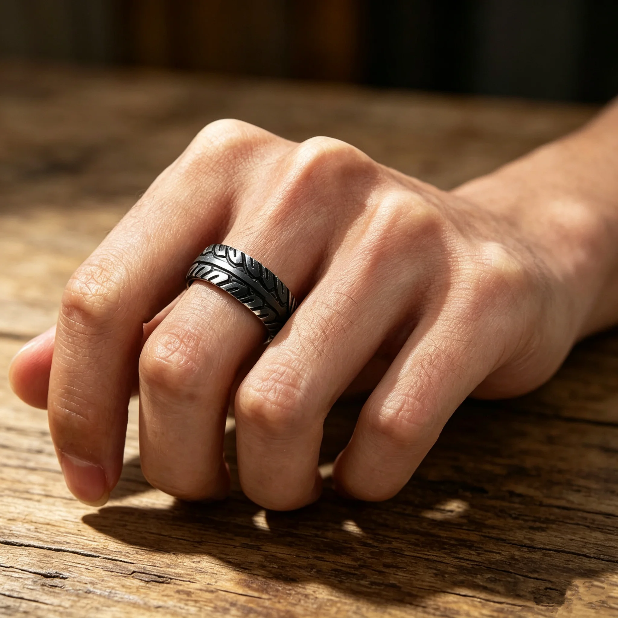 RETROLINK 8mm Stainless Steel Tire stripe Sliver Ring For Men Women Retro Puck Groove Beveled No Fading Ring Jewelry Party Gifts