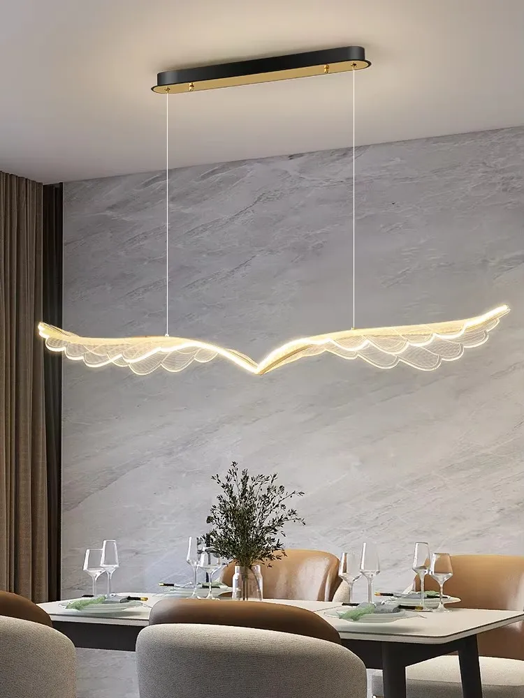 Modern Novelty LED Chandelier Lighting Dining Room Island Long Wing Hanging Lamp Office Restaurant Bar Coffee  Acrylic Lights