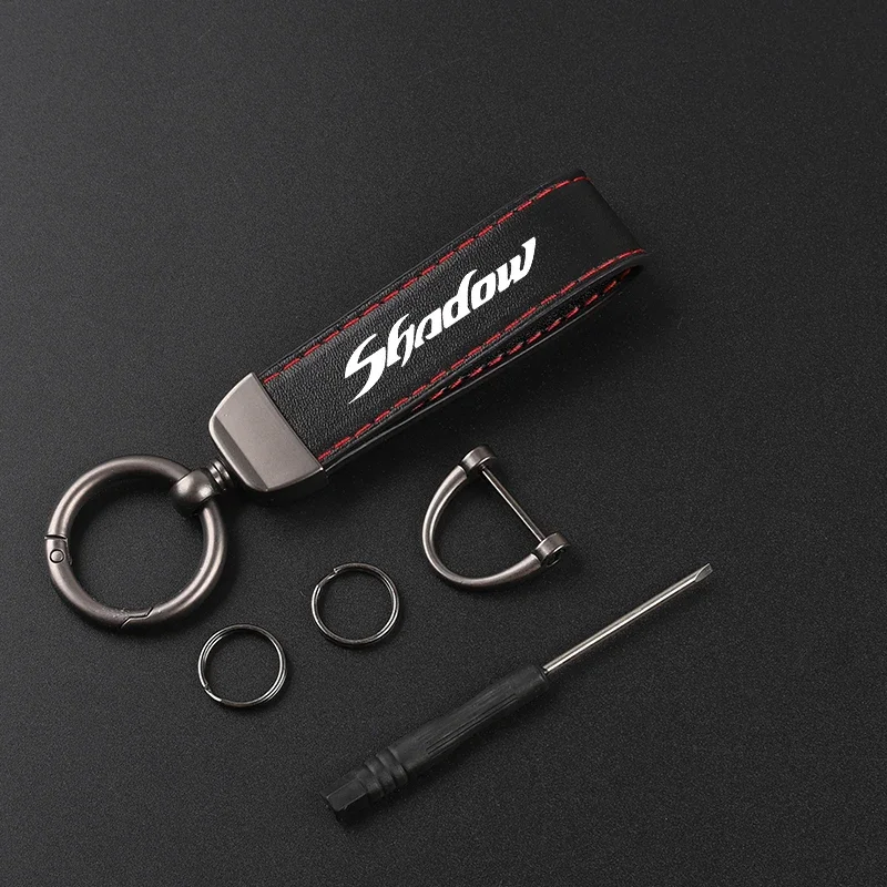 Motorcycle Carbon Fiber Leather Keychain Horseshoe Buckle Jewelry Buckle For Honda Shadow VT 400 600 750 1100 VT400 VT600 1300