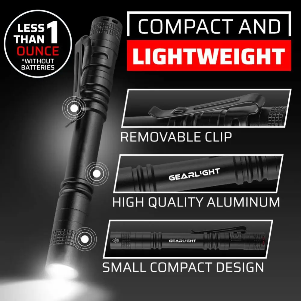 S100 LED Flashlight Pocket Pen Light Small Compact Flashlights with Clip for Tight Spaces Police Inspection Nurses Medical Use