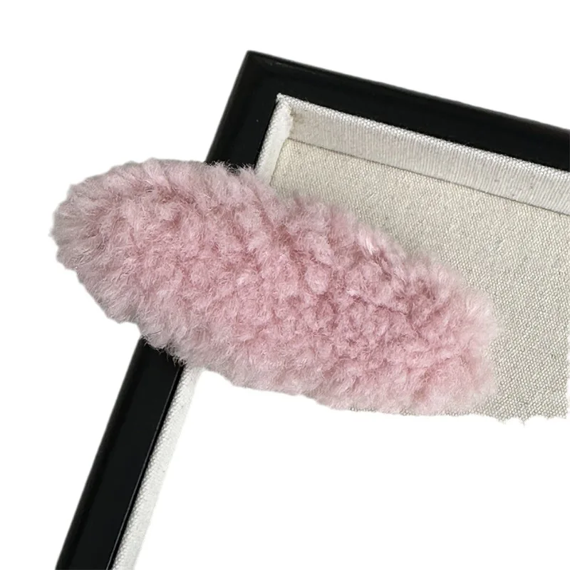 Autumn Winter Warm Color Lamb Wool Hair clip Vintage Candy Color Plush Bangs Clip Side Clip Hair Accessories For Woman Girls