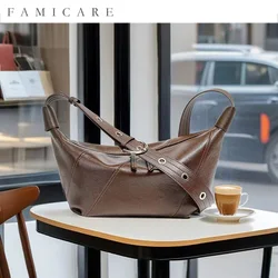 Famicare 2025 Luxury Genuine Leather Crossbody Bag for Women Simple Dumpling Style Fashion Shoulder Bag Hobos Messenger Handbag