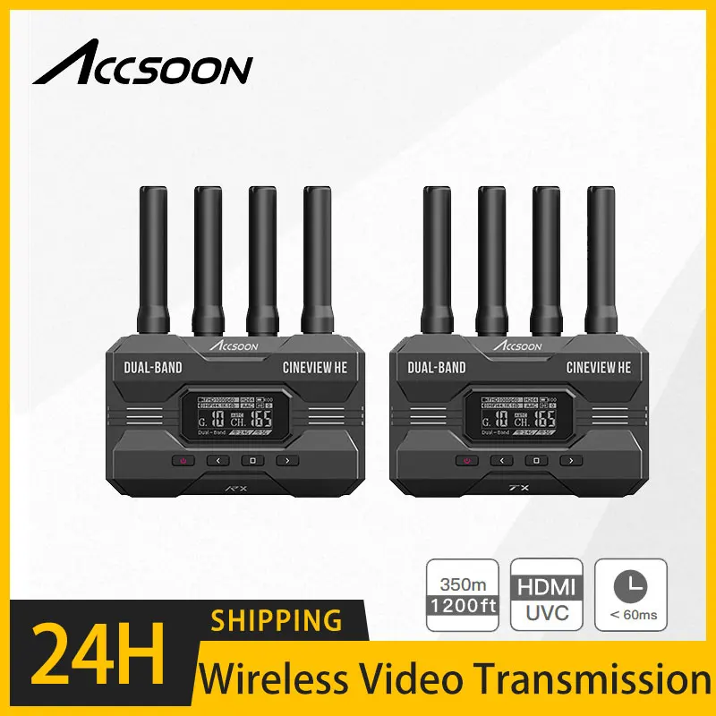 Accsoon CineView HE Video Camera Transmitter Receiver 2.4/5G hz Dual-band Transmission UVC Live Streaming Monitor