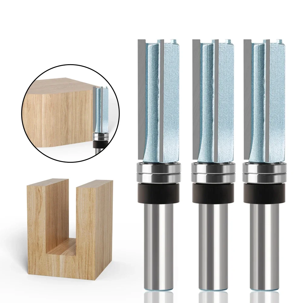 3 Tooth Router Bit 12mm 1/2′′Shank Diameter 3/4′′ Blade Length 2′′ Pattern Bit Cutting Carbide Alloy with For Woodworking Tool