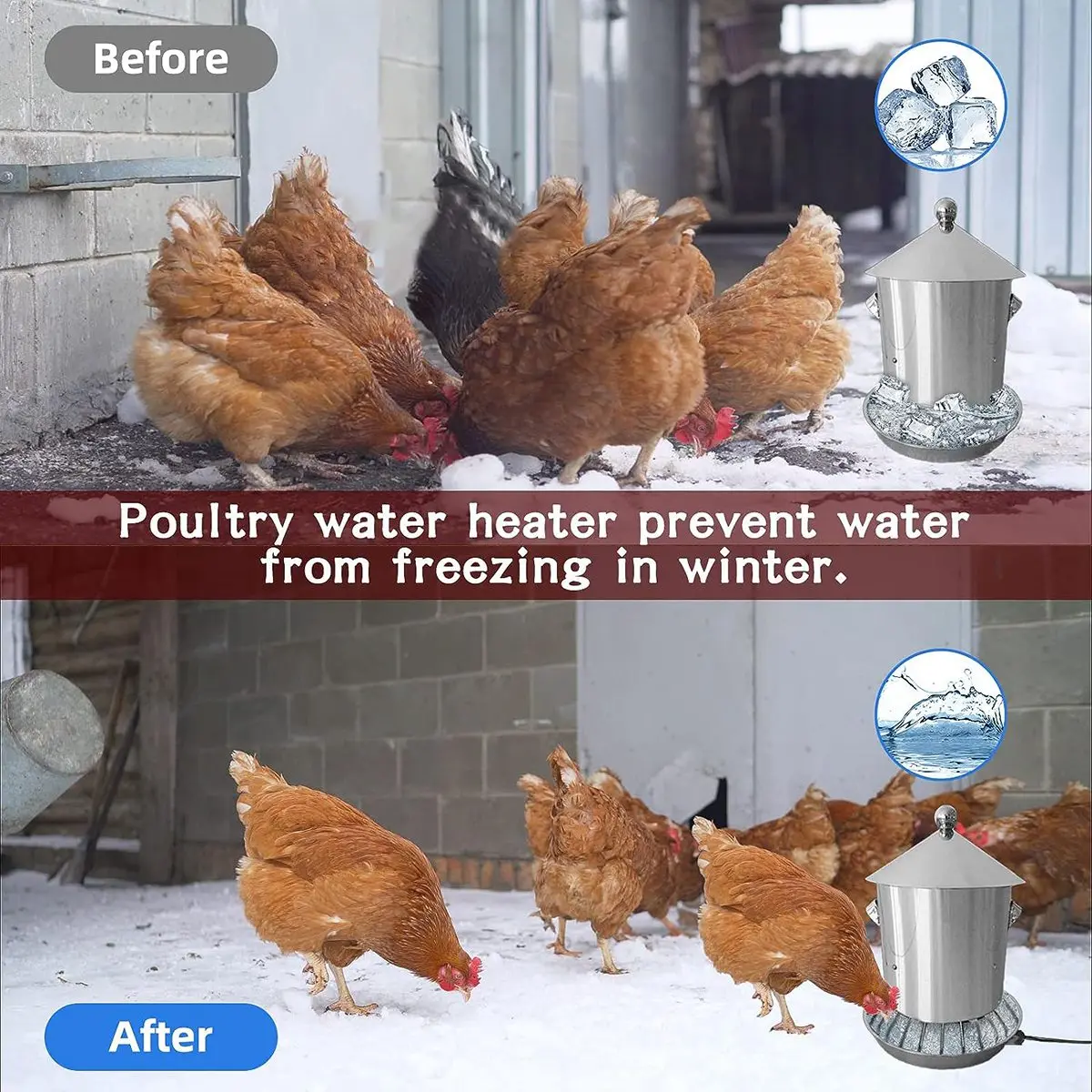 ABIY 24.5cm Poultry Water Heater Chicken Water Heater Base 60W Deicer Heated Base Chicken Drinker Heated Pad US Plug