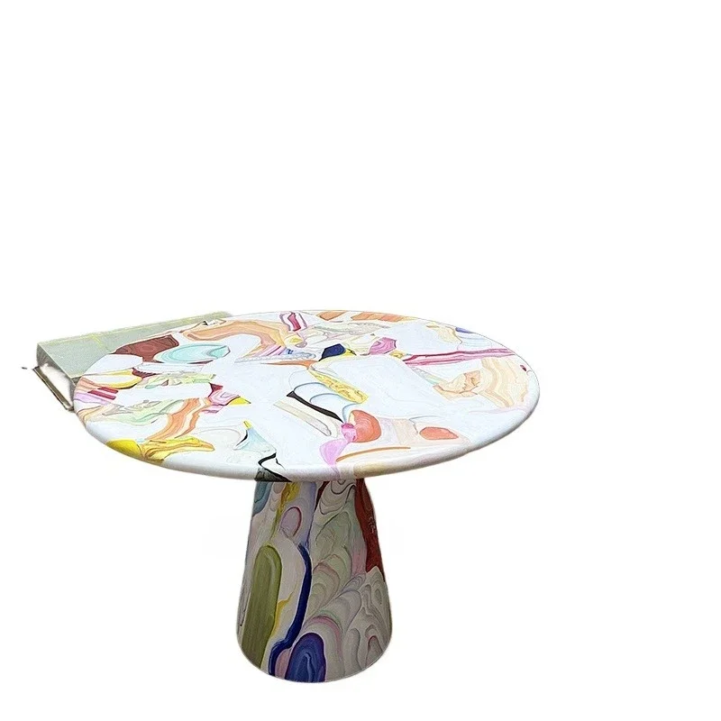 

FRP custom Dutch artist furnace oil painting painted table creative light luxury casual dining table