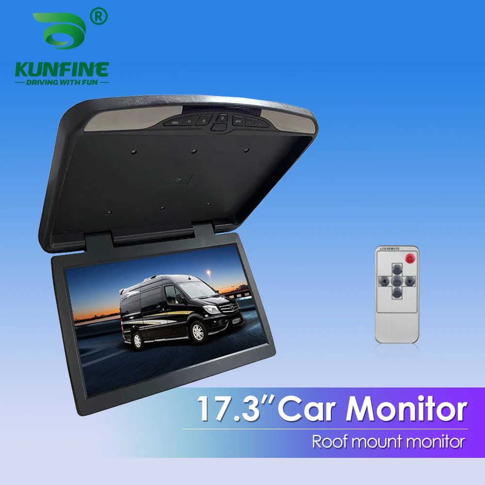 

17.3 Inch Car Roof Monitor 1080P Flip Screen Top Multimedia Video Ceiling Roof Mounted Display PAL NTSC Two-way AV Video Input