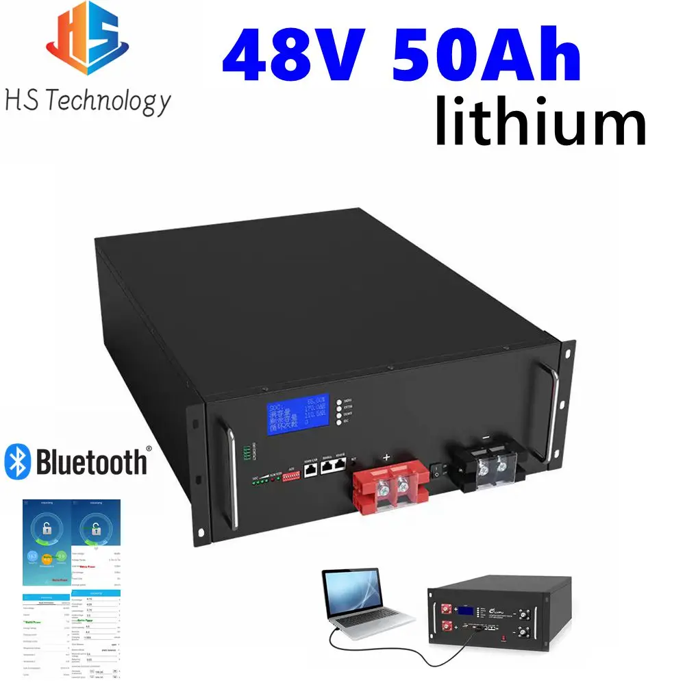 

HS lithium ion 48V 50AH battery bluetooth APP BMS RS485 communication for 4000W inverter scotter Solar energy + 10A charger