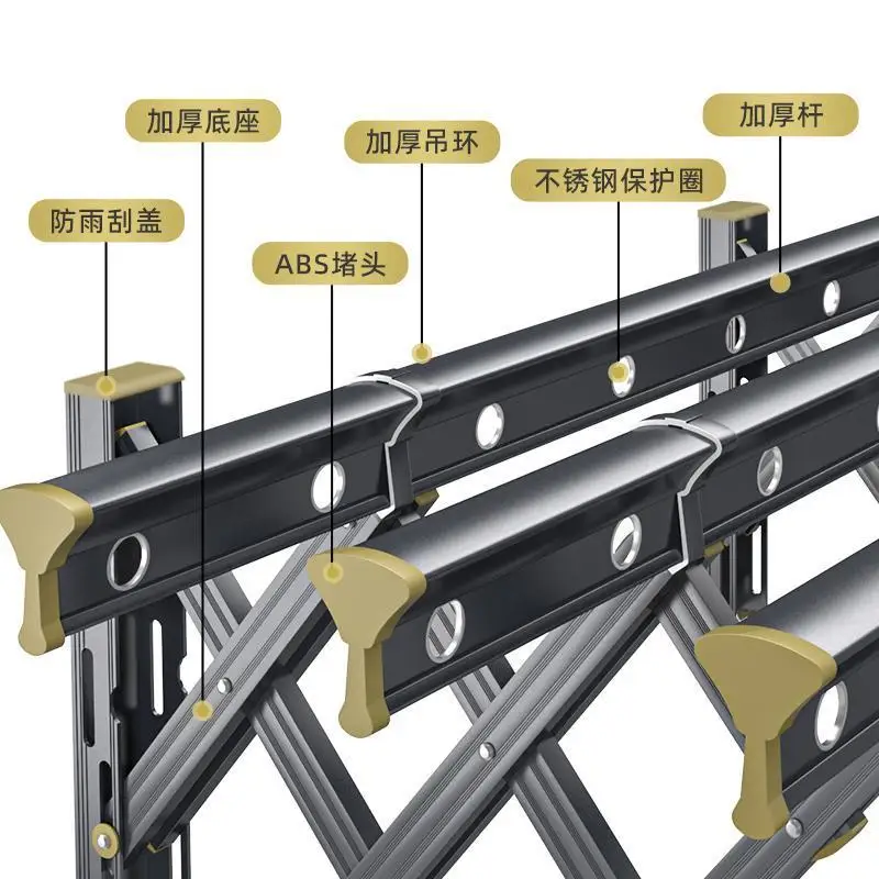 Balcony telescopic drying rack, household clothes hanger, outside the window, push-pull folding hanger, drying rack, outdoor out